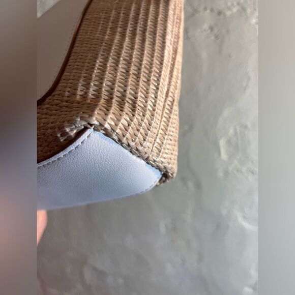 Nanette Lepore Tan Woven Bag with Gold Chain
White leather accents stripe lining - Picture 4 of 13